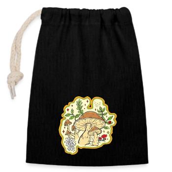 Champignon des années 90 - Sac cadeau en coton avec cordon (14 x 20 cm) - noir - Devant