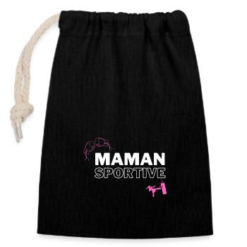 MAMAN SPORTIVE SPORT COMBAT - Sac cadeau en coton avec cordon (14 x 20 cm) - noir - Devant