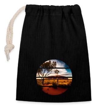 Uluru Australia Ayers Rock - Closable cotton gift bag (14x20cm) - black - Front