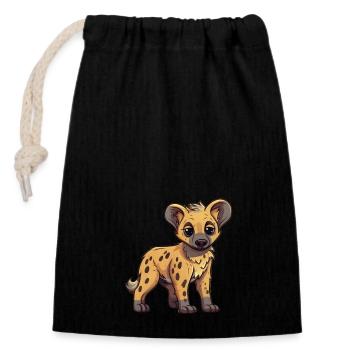 Super Cute Hyenas Baby - Verschließbarer Geschenkbeutel aus Baumwolle (14x20cm) - Schwarz - Vorne