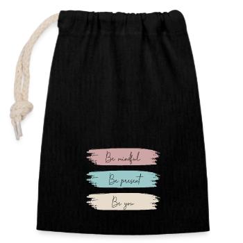 Mindfulness and authenticity - Closable cotton gift bag (14x20cm) - black - Front