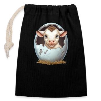 Sweet lamb hatches: the beginning of a new life - Closable cotton gift bag (14x20cm) - black - Front