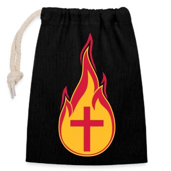 fire flames hot burn burned torch loder - Closable cotton gift bag (14x20cm) - black - Front