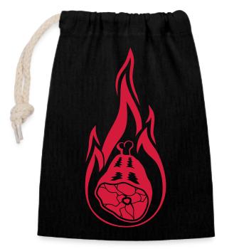 burn fire flames flesh meat knuckle - Closable cotton gift bag (14x20cm) - black - Front
