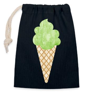 Cornet de crème glacée Cornet de crème glacée Woodruff vert - Sac cadeau en coton avec cordon (14 x 20 cm) - bleu marine - Devant