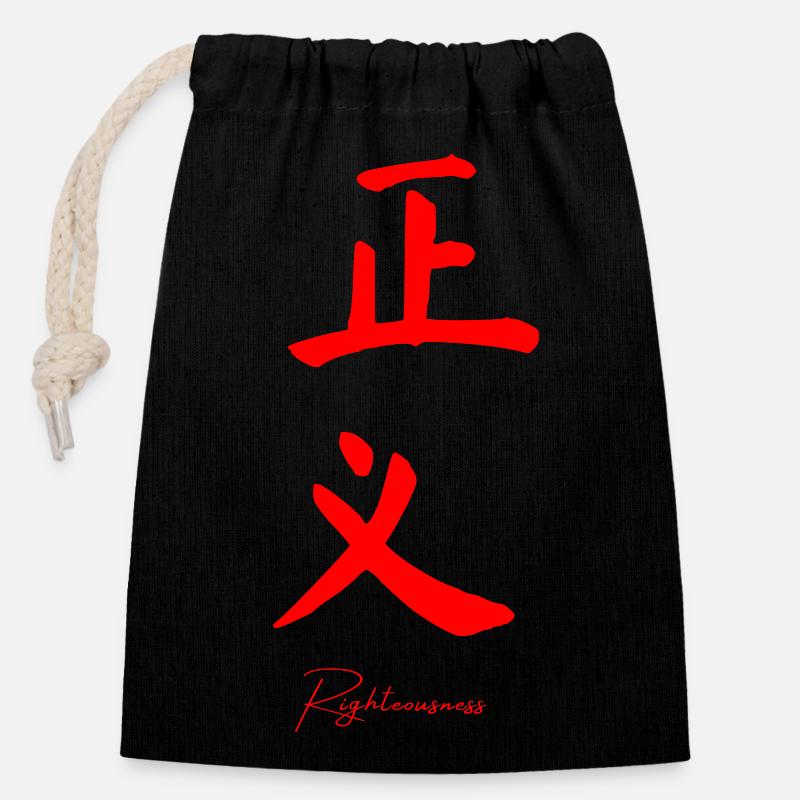Chinese - Closable cotton gift bag (14x20cm) - black