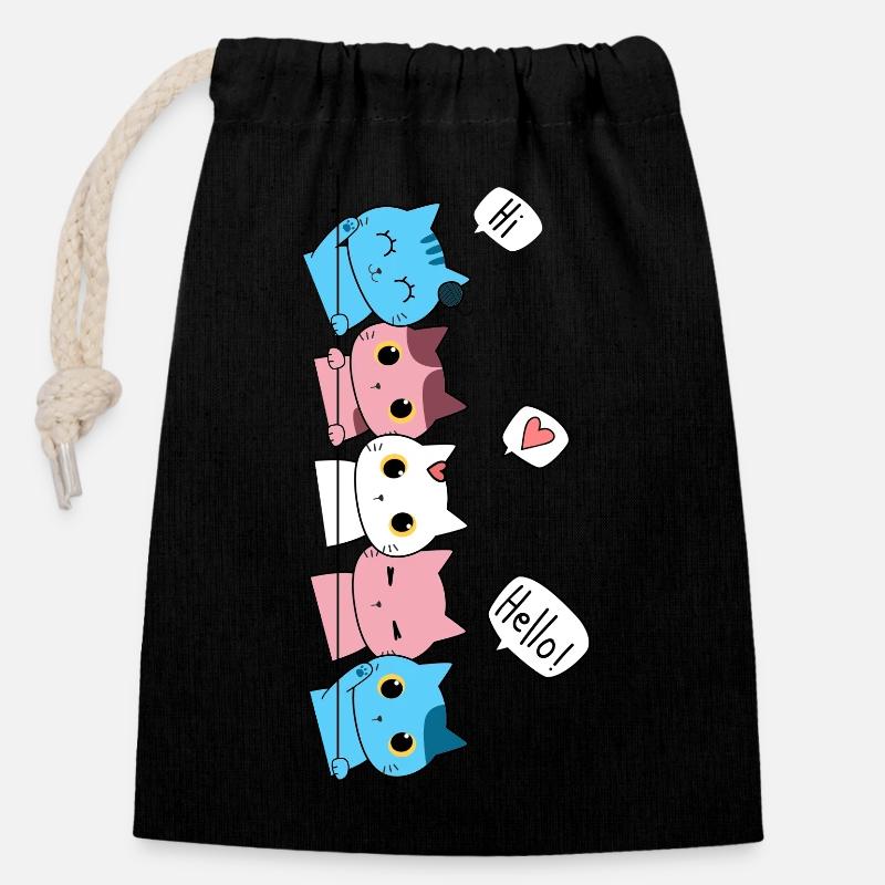 Funny LGBT Cat Stack Rainbow Gay Pride Gift - Closable cotton gift bag (14x20cm) - black