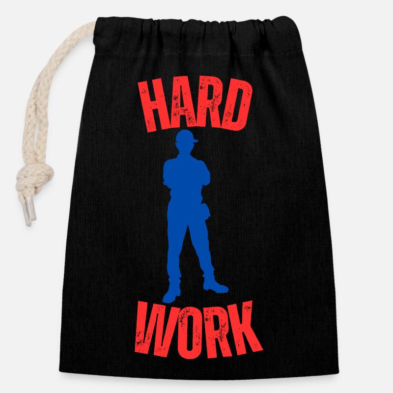 Hard work - Verschließbarer Geschenkbeutel aus Baumwolle (14x20cm) - Schwarz