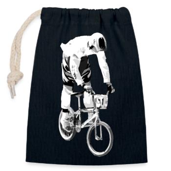 bmx - Sac cadeau en coton avec cordon (14 x 20 cm) - bleu marine - Devant
