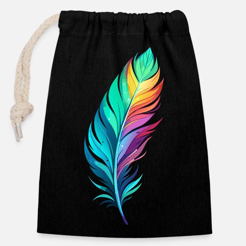 PLUME - Sac cadeau en coton avec cordon (14 x 20 cm) - noir