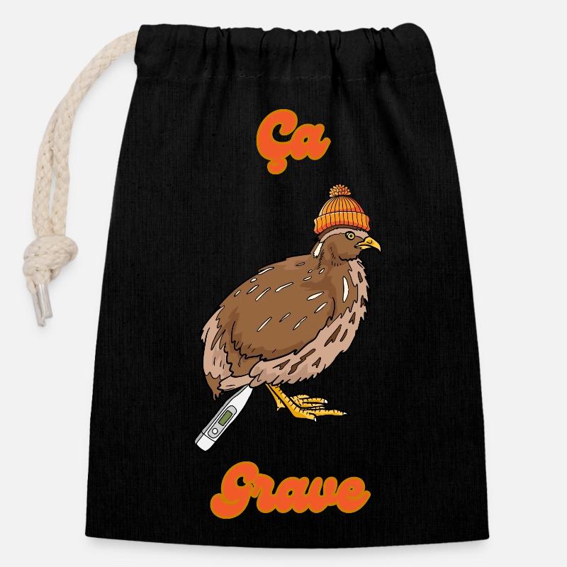 Ça caille grave froid - Sac cadeau en coton avec cordon (14 x 20 cm) - noir