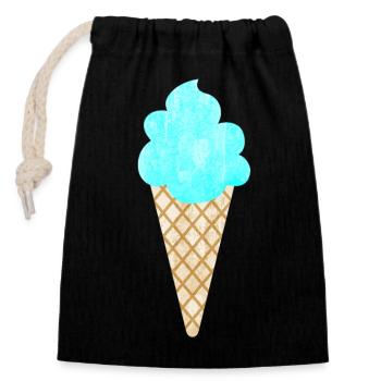 Crème glacée Crème glacée Gaufre Bleu Cool Ventilateur de glacier d’été - Sac cadeau en coton avec cordon (14 x 20 cm) - noir - Devant
