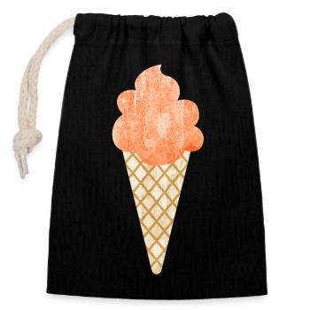 Crème glacée Gaufre d’été Crème glacée molle Crème glacée Sucré fruité - Sac cadeau en coton avec cordon (14 x 20 cm) - noir - Devant