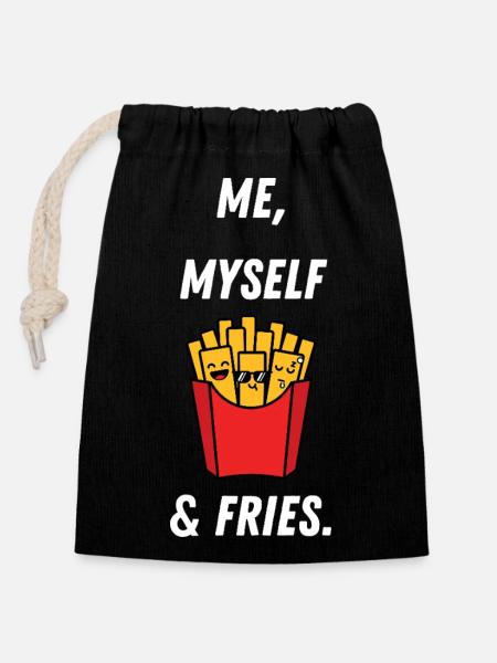 Kunterbunte Fries mit Persönlichkeit - Verschließbarer Geschenkbeutel aus Baumwolle (14x20cm) - Schwarz
