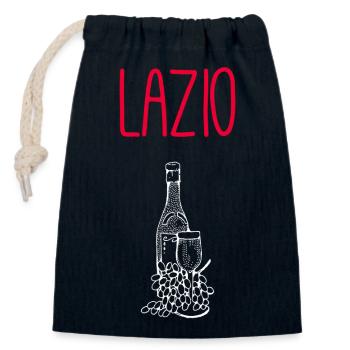 Lazio Wein & Pasta Illustration - Verschließbarer Geschenkbeutel aus Baumwolle (14x20cm) - Navy - Vorne