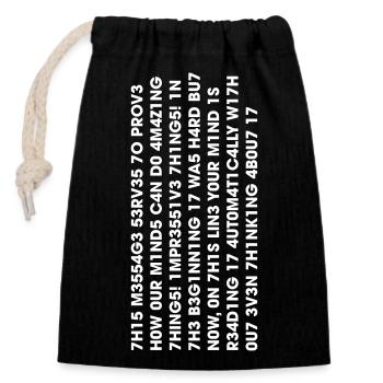 Leetspeak – 1337 Nerd & Geek Chat Meme Design - Closable cotton gift bag (14x20cm) - black - Front