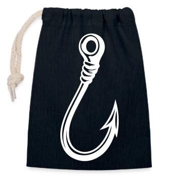Fishing Hook Icon - Closable cotton gift bag (14x20cm) - navy - Front