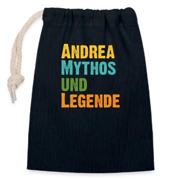 Mythos Andrea die Legende Vorname Andrea - Verschließbarer Geschenkbeutel aus Baumwolle (14x20cm) - Navy - Vorne