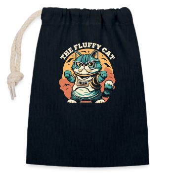 Le chat moelleux - Sac cadeau en coton avec cordon (14 x 20 cm) - bleu marine - Devant