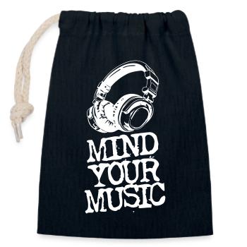 Faites attention à votre musique - Sac cadeau en coton avec cordon (14 x 20 cm) - bleu marine - Devant