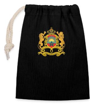 Morocco Coat of arms 1 - Closable cotton gift bag (14x20cm) - black - Front