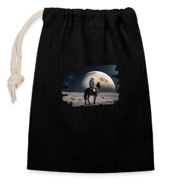 Astronaute à cheval dans l’espace - Sac cadeau en coton avec cordon (14 x 20 cm) - noir - Devant