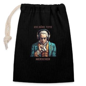 Klassik Musik - Ich höre tote Menschen - Verschließbarer Geschenkbeutel aus Baumwolle (14x20cm) - Schwarz - Vorne