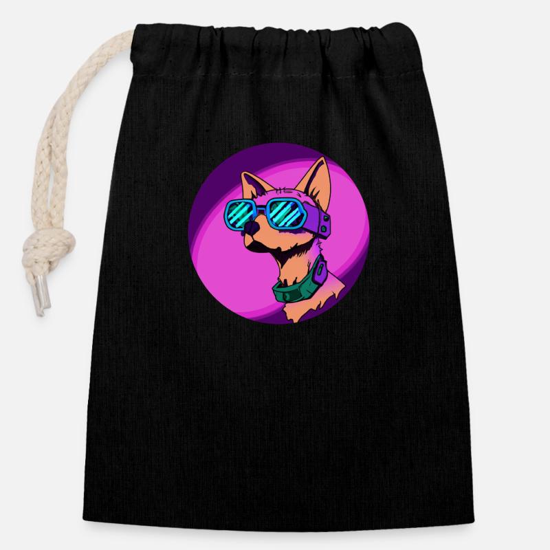 Cyber-Hund - Verschließbarer Geschenkbeutel aus Baumwolle (14x20cm) - Schwarz