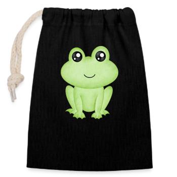 Frog - Closable cotton gift bag (14x20cm) - black - Front
