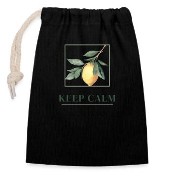 Keep Calm & Slow Down - Verschließbarer Geschenkbeutel aus Baumwolle (14x20cm) - Schwarz - Vorne