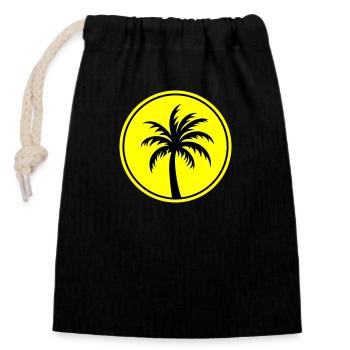 Palm Tree Holiday Plage - Sac cadeau en coton avec cordon (14 x 20 cm) - noir - Devant