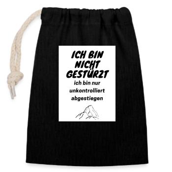MTB lustiger Spruch - Verschließbarer Geschenkbeutel aus Baumwolle (14x20cm) - Schwarz - Vorne