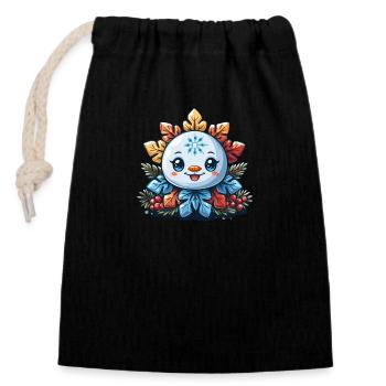 Snowflake for children - Closable cotton gift bag (14x20cm) - black - Front