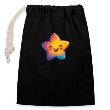 Star - Closable cotton gift bag (14x20cm) - black - Front