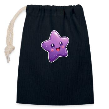 Star - Closable cotton gift bag (14x20cm) - navy - Front