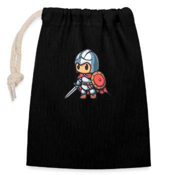 Brave knight in comic book style for kids - Closable cotton gift bag (14x20cm) - black - Front