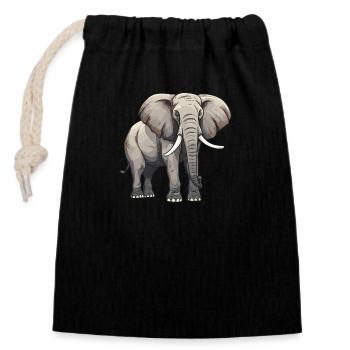 Animal éléphant - Sac cadeau en coton avec cordon (14 x 20 cm) - noir - Devant