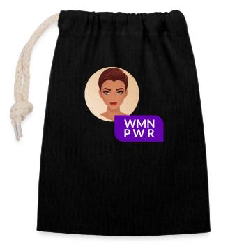 WMN PWR - Visage Féminin - 03 - Sac cadeau en coton avec cordon (14 x 20 cm) - noir - Devant