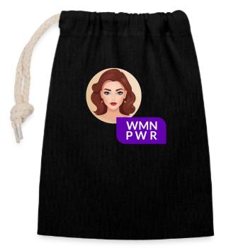 WMN PWR - Visage Féminin - 06 - Sac cadeau en coton avec cordon (14 x 20 cm) - noir - Devant