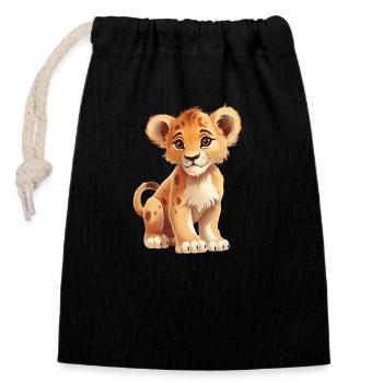 Lion mignon pour bébés et enfants - Sac cadeau en coton avec cordon (14 x 20 cm) - noir - Devant