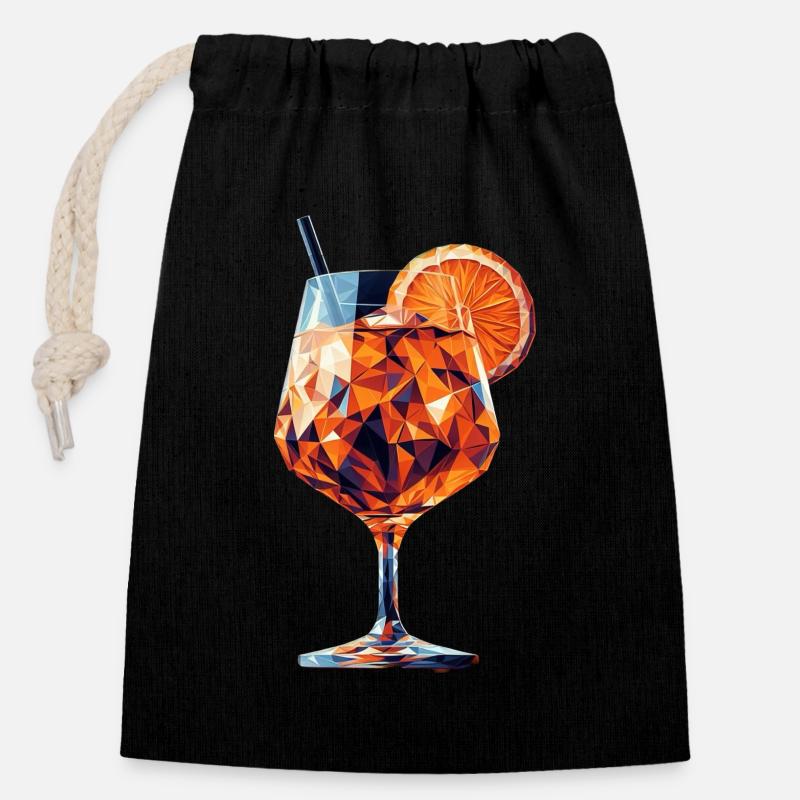 Ein sommerlicher Drink im Polygon-Stil - Verschließbarer Geschenkbeutel aus Baumwolle (14x20cm) - Schwarz