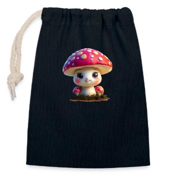 cute toadstool - Closable cotton gift bag (14x20cm) - navy - Front