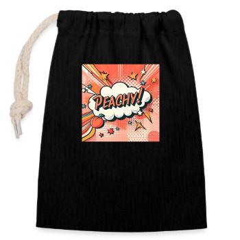 Pêche Pêche - Sac cadeau en coton avec cordon (14 x 20 cm) - noir - Devant