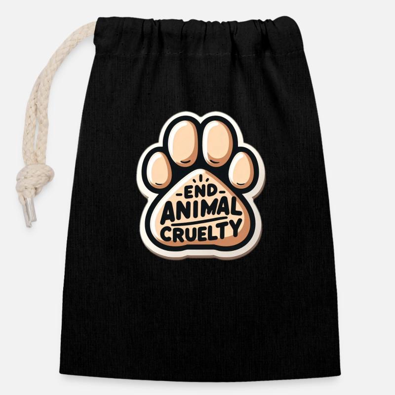 Against animal cruelty - Closable cotton gift bag (14x20cm) - black
