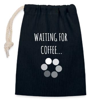 Wating For Coffee - Funny Coffee Quote - Closable cotton gift bag (14x20cm) - navy - Front