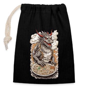 Ramen Drachen Anime & Suppen Design - Verschließbarer Geschenkbeutel aus Baumwolle (14x20cm) - Schwarz - Vorne