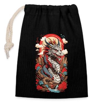 Ukiyo-E Drache Retro Japan Streetwear Design - Verschließbarer Geschenkbeutel aus Baumwolle (14x20cm) - Schwarz - Vorne