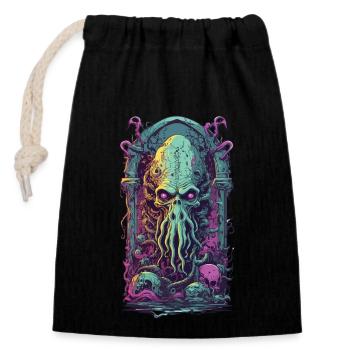 Occult Monster Demon Tentacles Gothic Design - Closable cotton gift bag (14x20cm) - black - Front