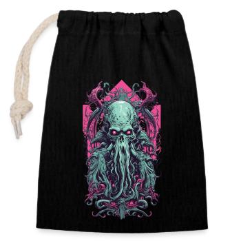 Occulte goule Kraken gothique Vaporwave Art - Sac cadeau en coton avec cordon (14 x 20 cm) - noir - Devant