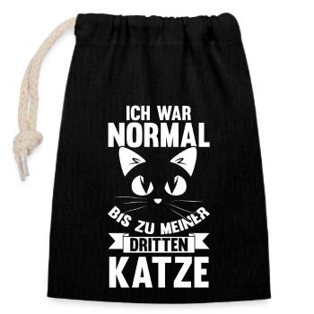 Katze Miezekatze Katzenliebhaber Katzenbesitzer Ka - Verschließbarer Geschenkbeutel aus Baumwolle (14x20cm) - Schwarz - Vorne